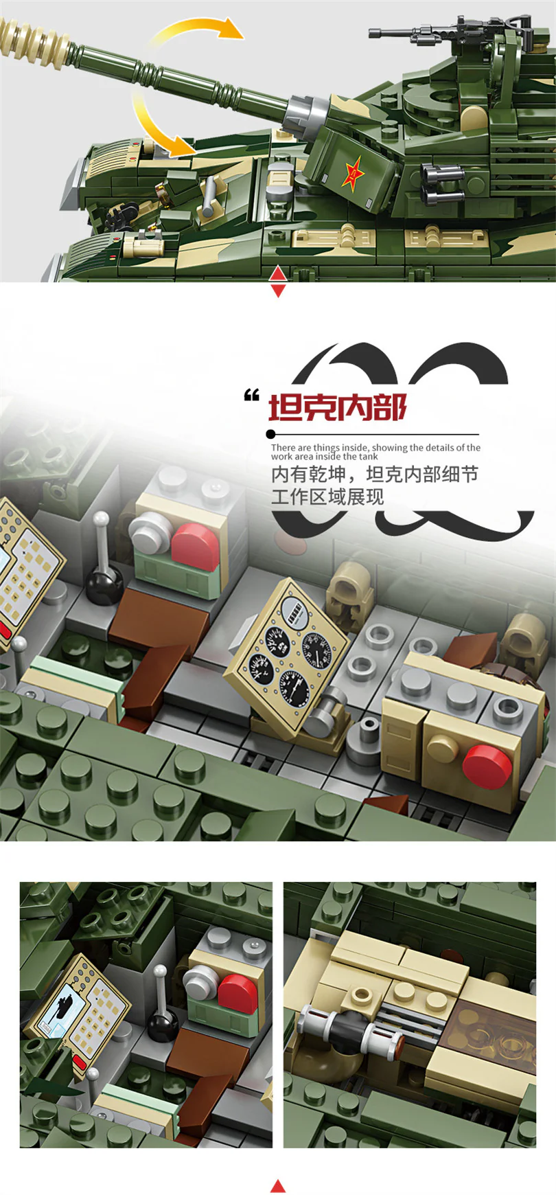 KAZI KY 10010 Military Building Blocks 99A Tank - YWOBB