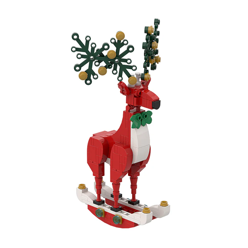 GOBRICKS MOC A0157Y01 Christmas Spirit Deer Ornament: Festive Red - YWOBB