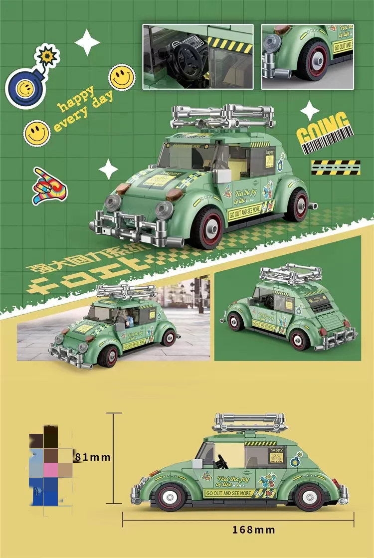 DECOOL 28007 Pull Back Retro Beetle Car - YWOBB