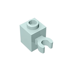 GOBRICKS GDS-647 Modified 1 x 1 with Open U Clip  - Solid Stud - YWOBB