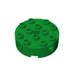 GOBRICKS GDS-951 Brick, Round 4 x 4 with 4 Side Pin Holes and Center Axle Hole - YWOBB