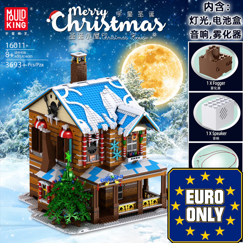 Mould King 16011 The Christmas House with sound, lights and steam OVP EU Warehouse Version - YWOBB