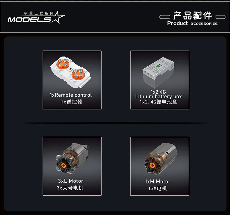 Mould King 17033 RC Red Mechanical Excavator - YWOBB