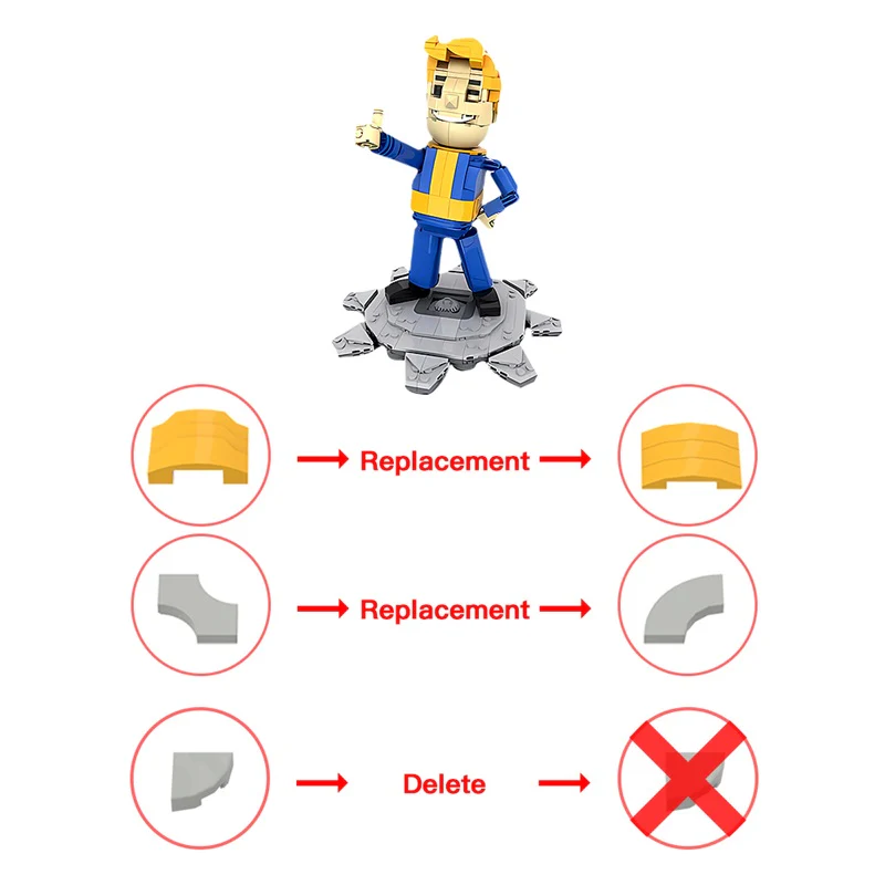 GOBRICKS MOC 179833 FALLOUT: Vault Boy posable desktop figurine with stand - YWOBB