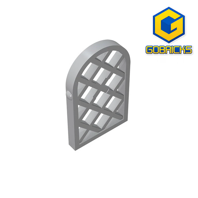 GOBRICKS GDS-989 Pane for Window 1 x 2 x 2 2/3 Lattice Diamond with Rounded Top - YWOBB