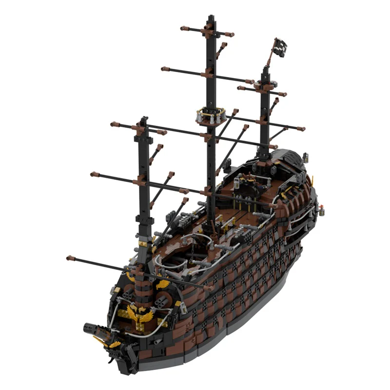 GOBRICKS MOC 156339 brown pirate ship - YWOBB