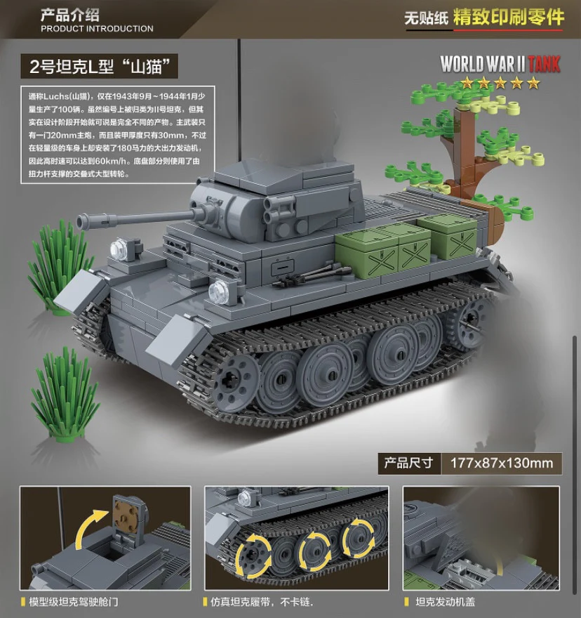 QuanGuan 100100 German Pz.Kpfw.II Ausf. L Luchs Tank - YWOBB