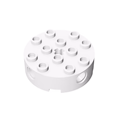 GOBRICKS GDS-951 Brick, Round 4 x 4 with 4 Side Pin Holes and Center Axle Hole - YWOBB