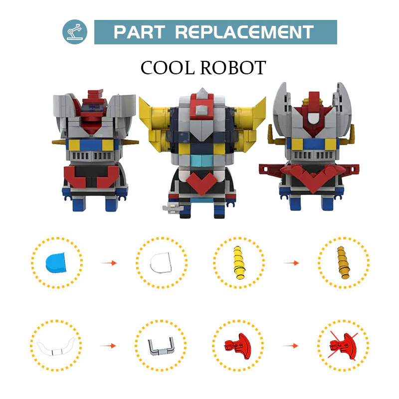 MOC 77462 Brickheadz Robot Pack Mazinger Z Great Mazinger Goldrake - YWOBB