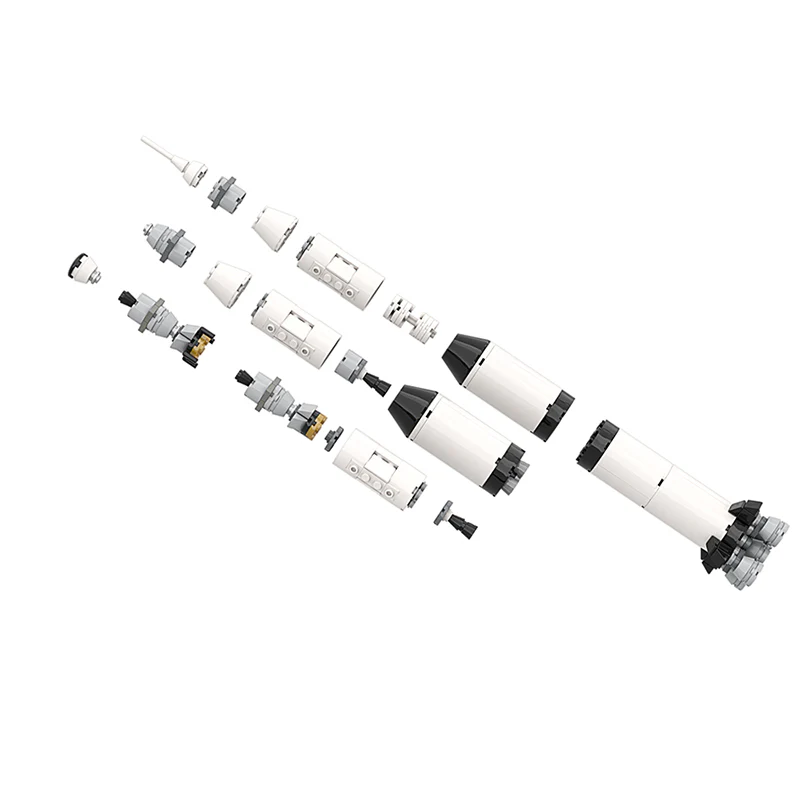 GOBRICKS MOC 122492 Apollo Saturn V, 1:330 scale - YWOBB