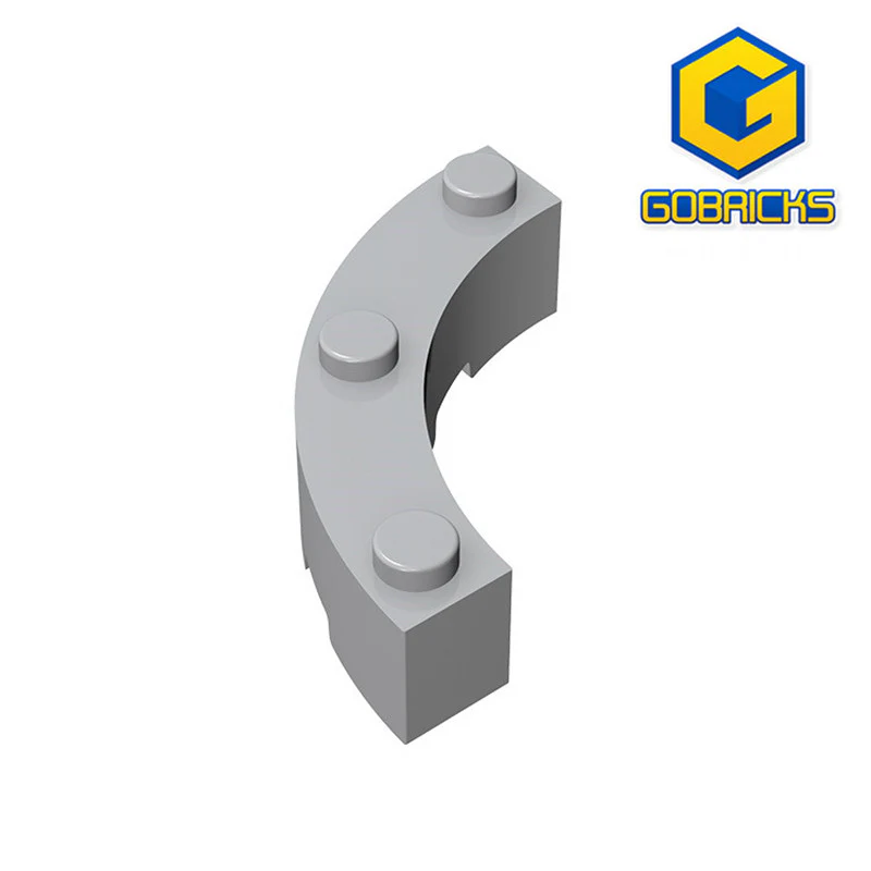 GOBRICKS GDS-743  Round Corner 4 x 4 Macaroni Wide with 3 Studs - YWOBB