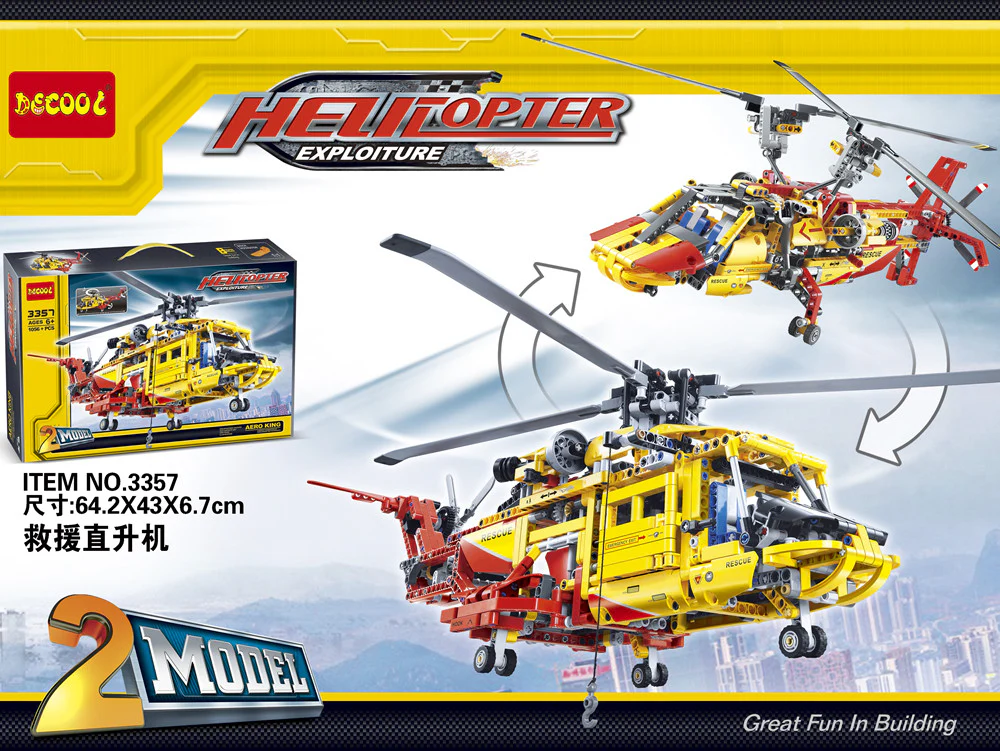 DECOOL 3357 Rescue Helicopter 2 In 1 Transformable - YWOBB