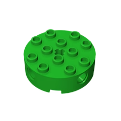 GOBRICKS GDS-951 Brick, Round 4 x 4 with 4 Side Pin Holes and Center Axle Hole - YWOBB
