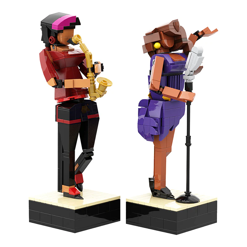 GOBRICKS MOC A0874 Blue Brick Jazz Club - YWOBB