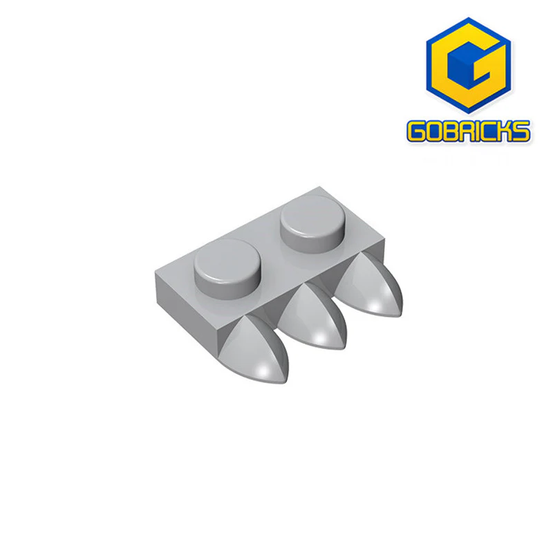 GOBRICKS GDS-871  Modified 1 x 2 with 3 Teeth - YWOBB