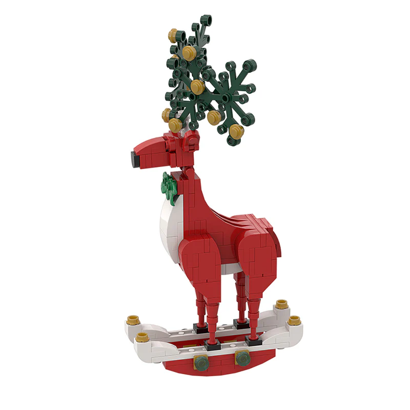 GOBRICKS MOC A0157Y01 Christmas Spirit Deer Ornament: Festive Red - YWOBB
