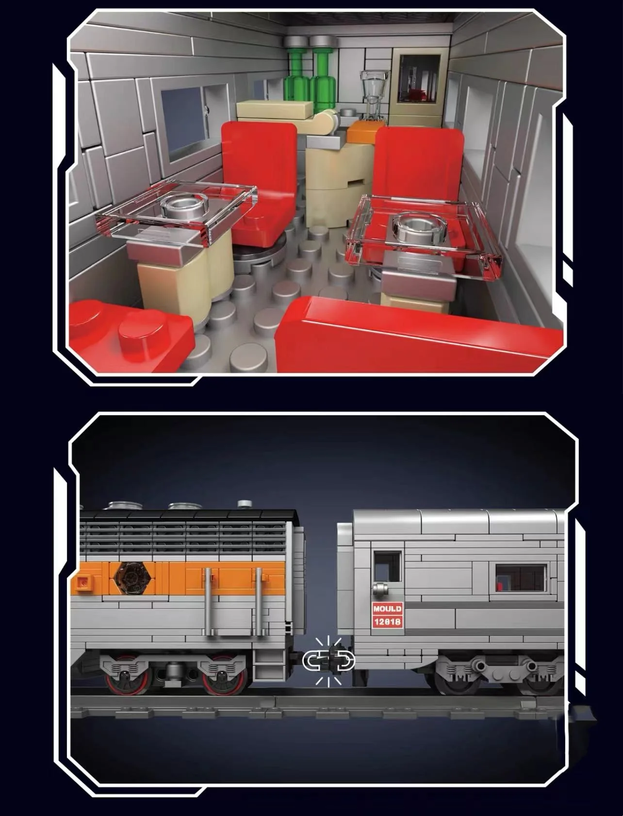 Mould King 12018 USA EMD F7 WP Diesel Locomotive - YWOBB