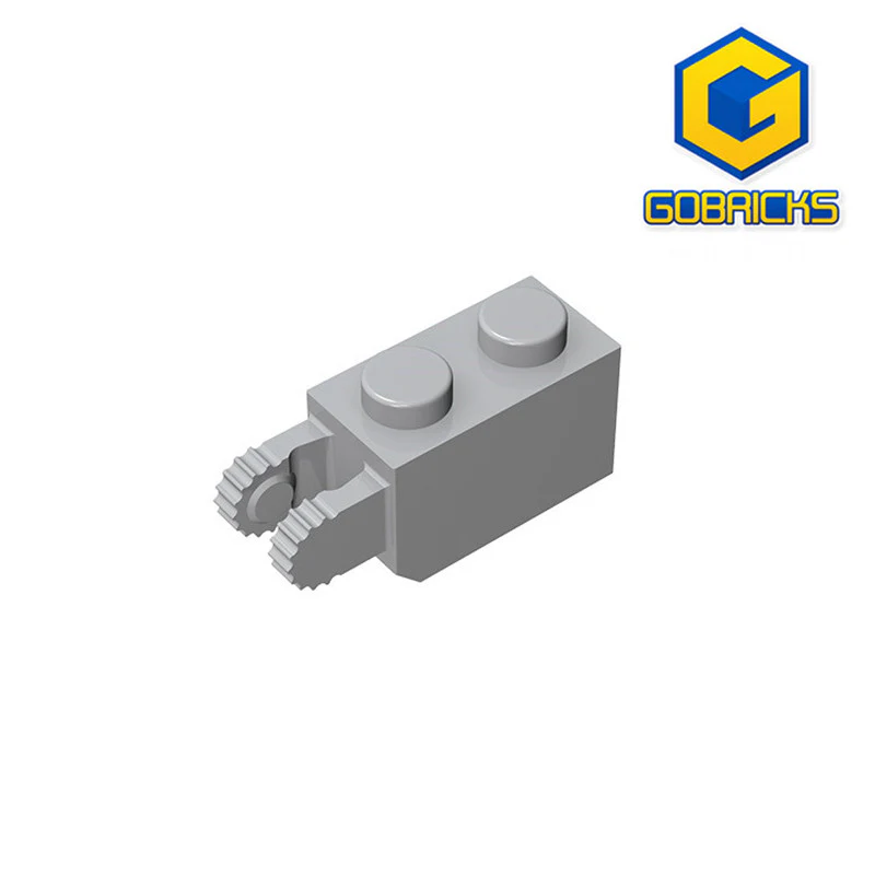 GOBRICKS GDS-827 Hinge Brick 1 x 2 Locking with 2 Fingers Vertical End, 9 Teeth - YWOBB