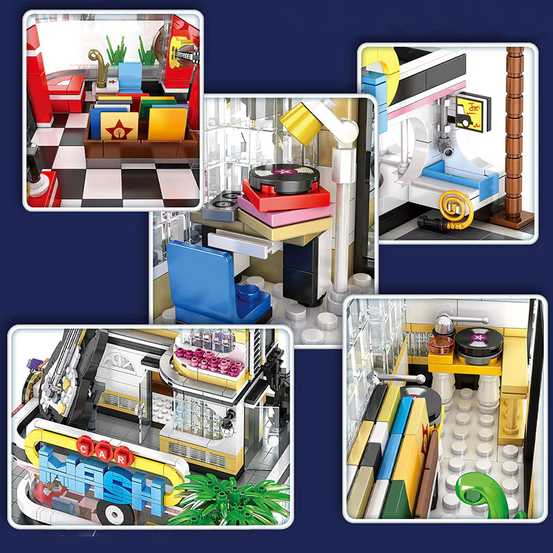 Mould King 16002 Cuitar Shop with LED lights - YWOBB