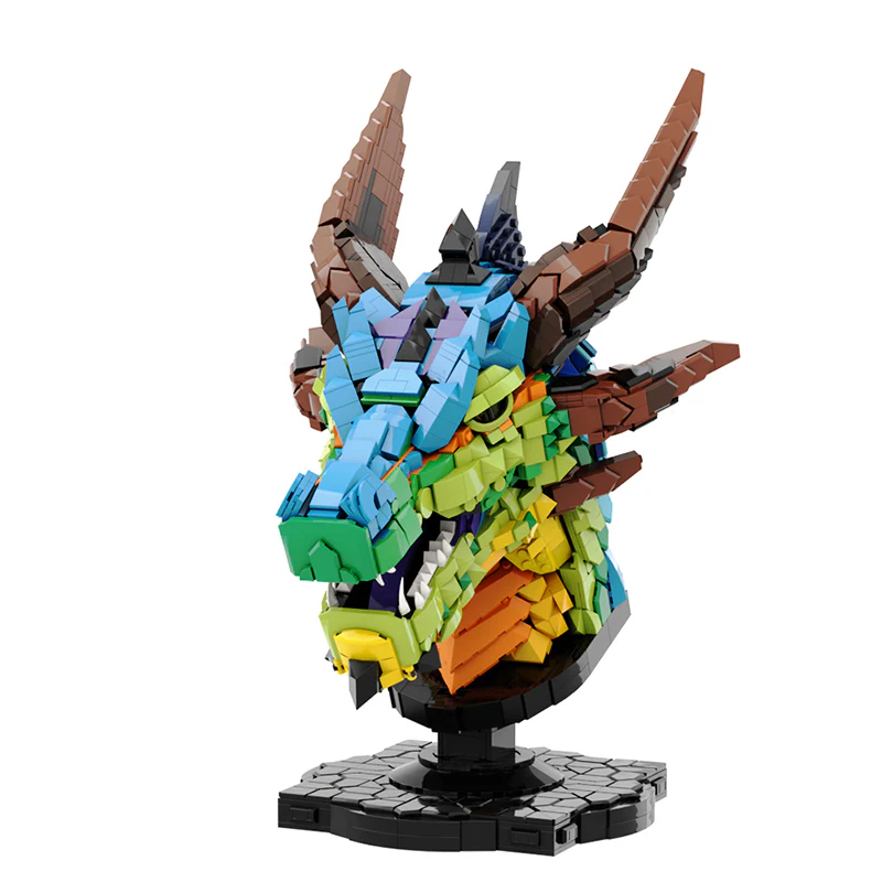 GOBRICKS MOC A1101Y01 Colorful dragon head (optimized version) - YWOBB