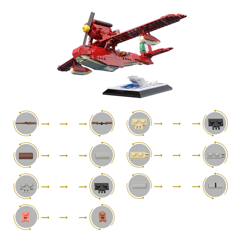 GOBRICKS MOC 116736 Porco Rosso Savoia S21 - YWOBB