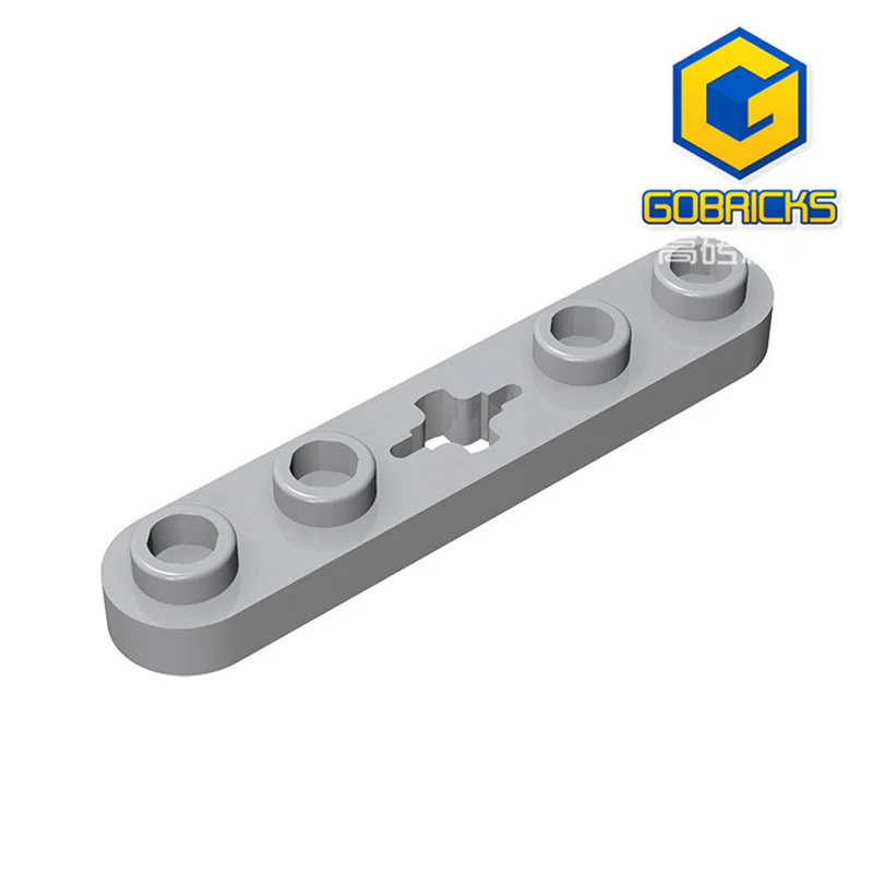 GOBRICKS GDS-900 Plate 1 x 5 with Smooth Ends, 4 Studs and Center Axle Hole - YWOBB