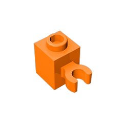 GOBRICKS GDS-647 Modified 1 x 1 with Open U Clip  - Solid Stud - YWOBB