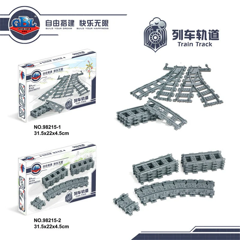 GBL 98215-1&2 Straight & Curved Rail Tracks For Train - YWOBB