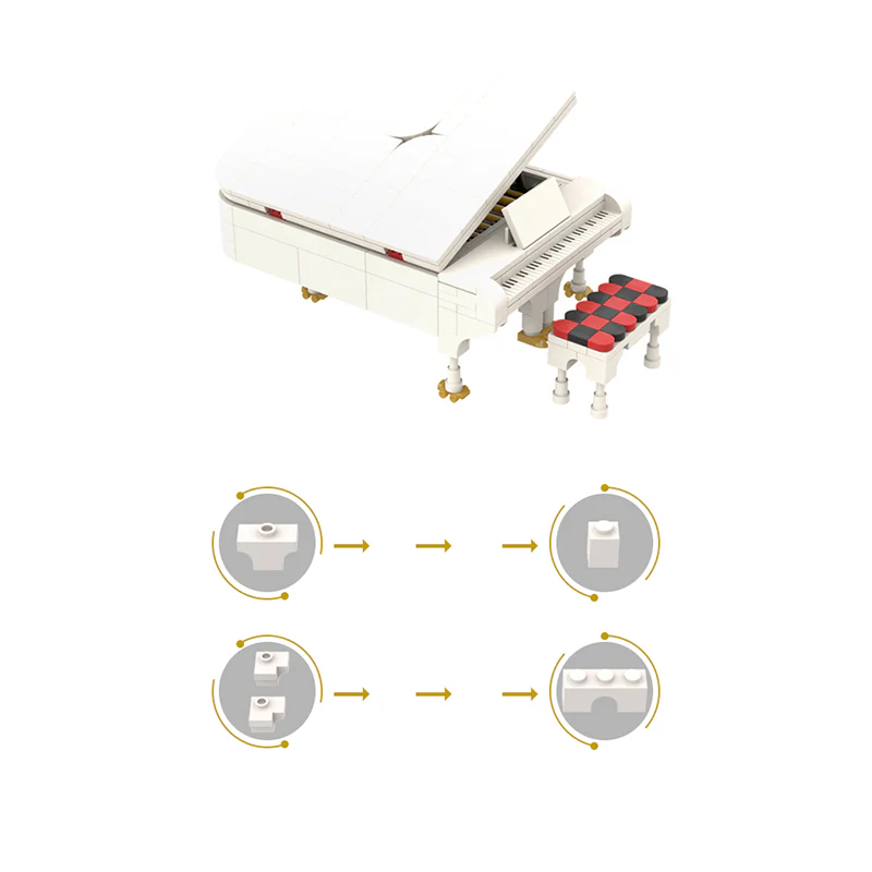 GOBRICKS MOC 141786 Grand Piano White - YWOBB