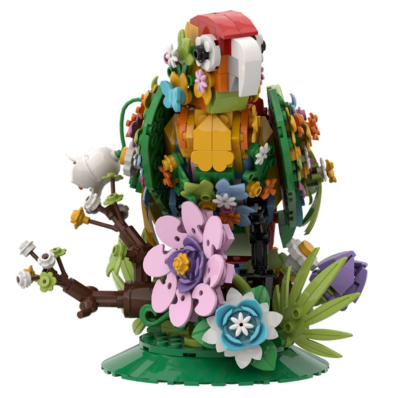 GOBRICKS MOC A1441 flower-talking bird - YWOBB