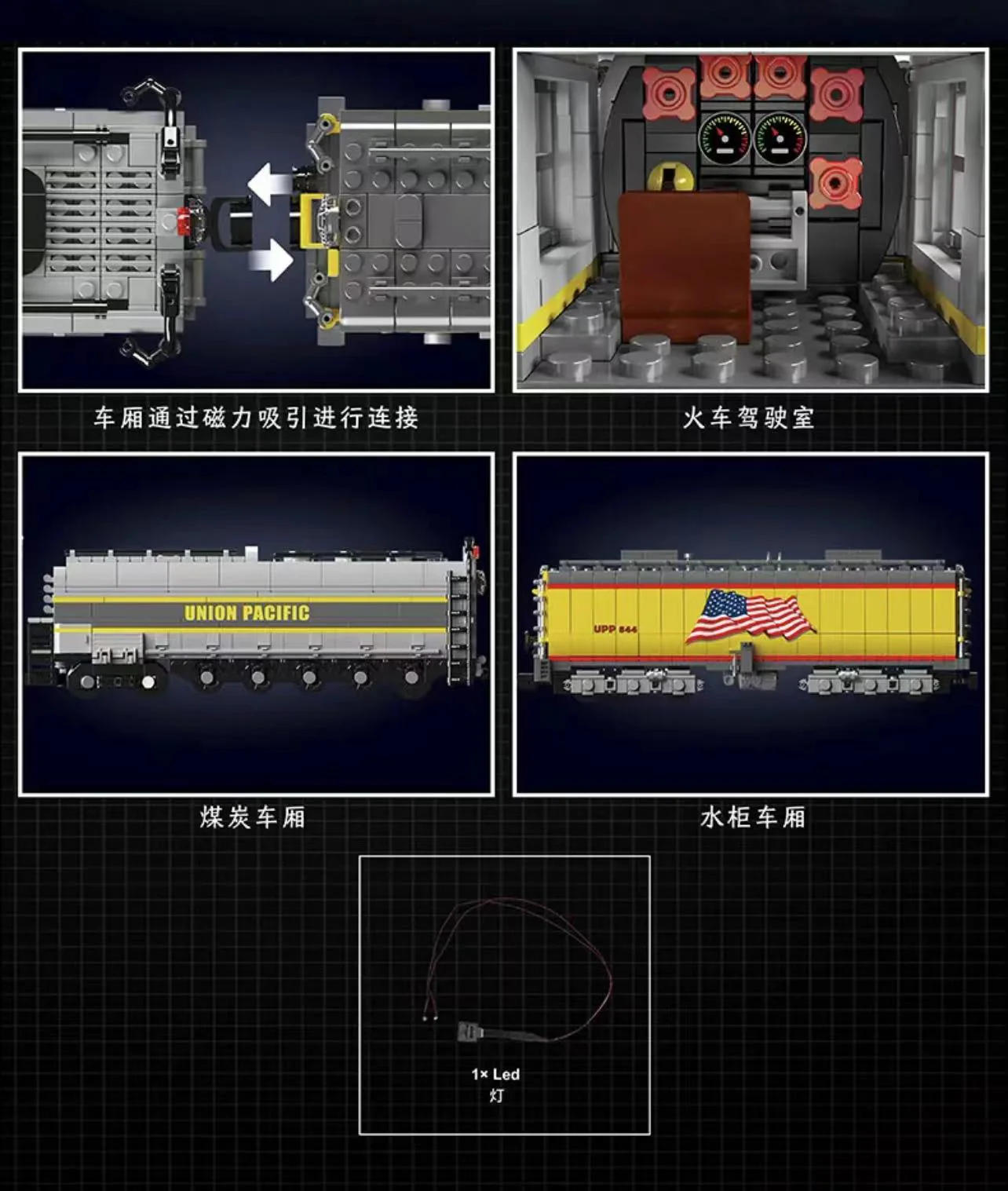Mould King 12031 Union Pacific 844 Steam Locomotive - YWOBB