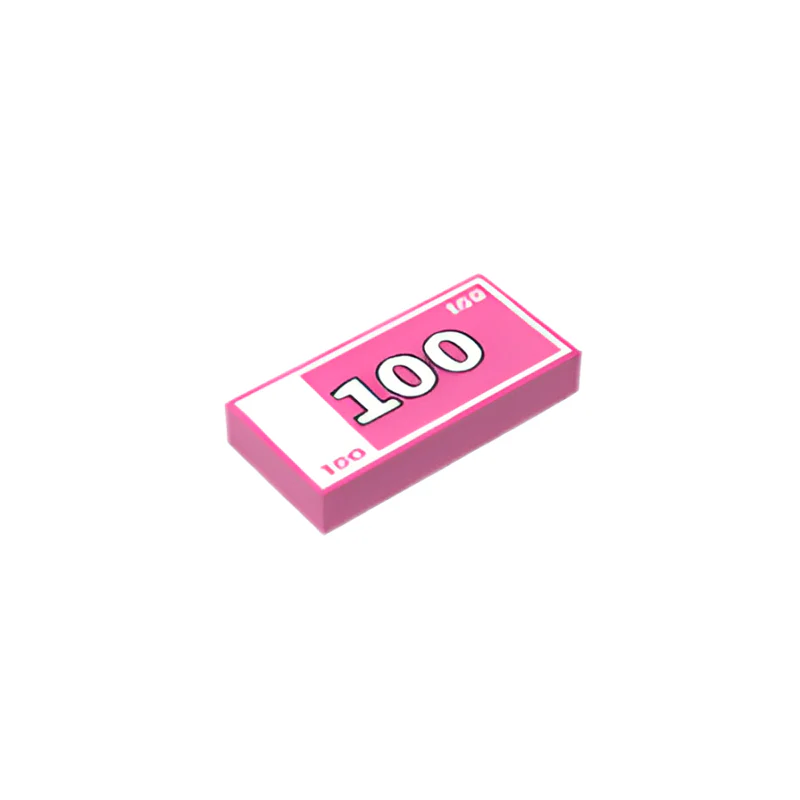 GOBRICKS GDS-566-DE1610 Tile 1 x 2 printed Cash - YWOBB