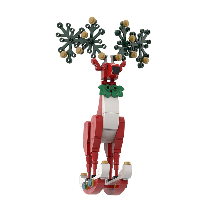 GOBRICKS MOC A0157Y01 Christmas Spirit Deer Ornament: Festive Red - YWOBB