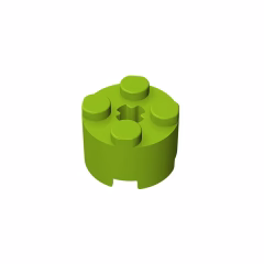 GOBRICKS GDS-607 Round 2 x 2 with Axle Hole - YWOBB