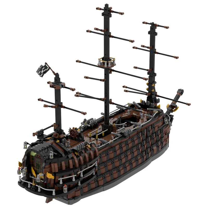 GOBRICKS MOC 156339 brown pirate ship - YWOBB