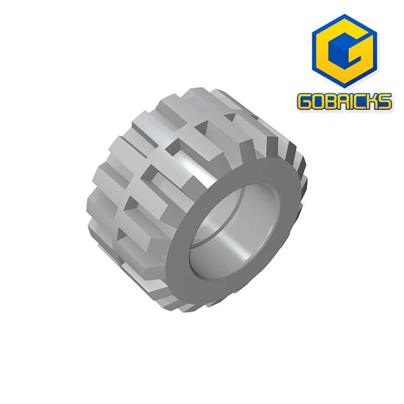 GOBRICKS GDS-1069 Tire 21mm D. x 12mm - Offset Tread Small Wide - YWOBB