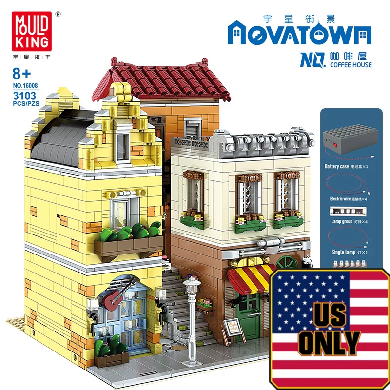 Mould King 16008 Coffee House with Lights OVP US Warehouse Version - YWOBB