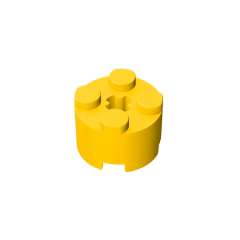 GOBRICKS GDS-607 Round 2 x 2 with Axle Hole - YWOBB