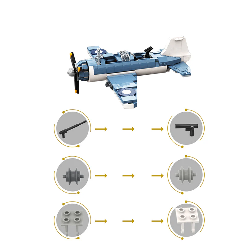 GOBRICKS MOC 141399 WWII Dive Bomber - YWOBB