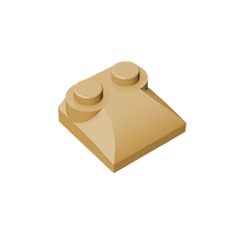 GOBRICKS GDS-800  Curved 2 x 2 x 2/3 with Two Studs and Curved Sides - YWOBB