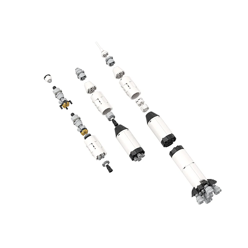 GOBRICKS MOC 122492 Apollo Saturn V, 1:330 scale - YWOBB