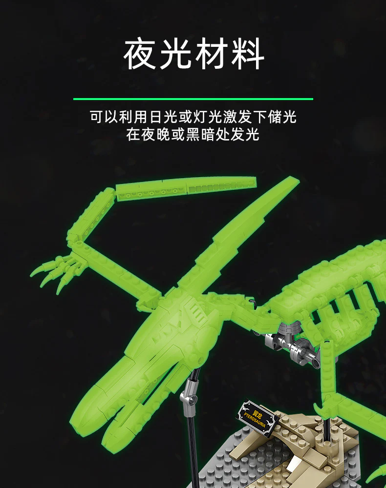 KAZI 80030-80033 Luminous Dinosaur Fossil - YWOBB
