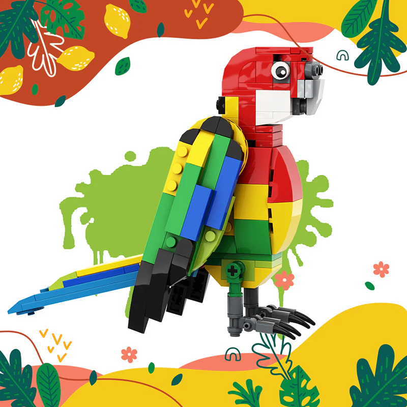 GOBRICKS MOC 143358 Eastern Rosella parrot - YWOBB