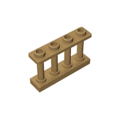 GOBRICKS GDS-789 Fence 1 x 4 x 2 Spindled with 4 Studs - YWOBB
