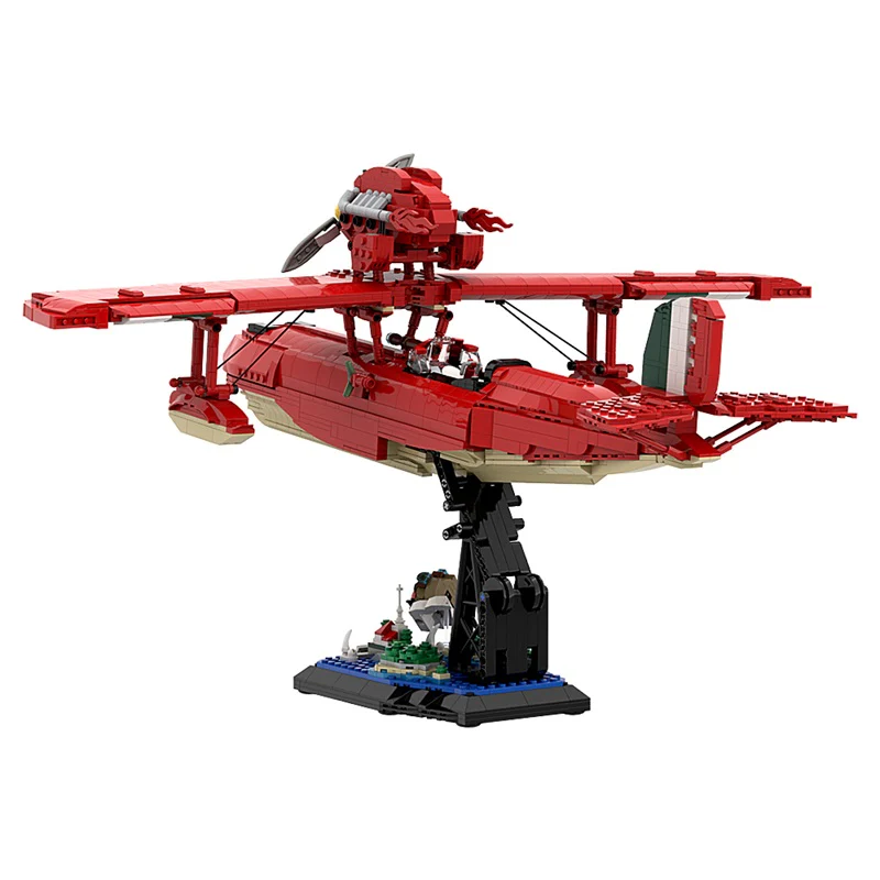 GOBRICKS MOC 172829 Porco Rosso Savoia S.21 Folgore + Stand - YWOBB