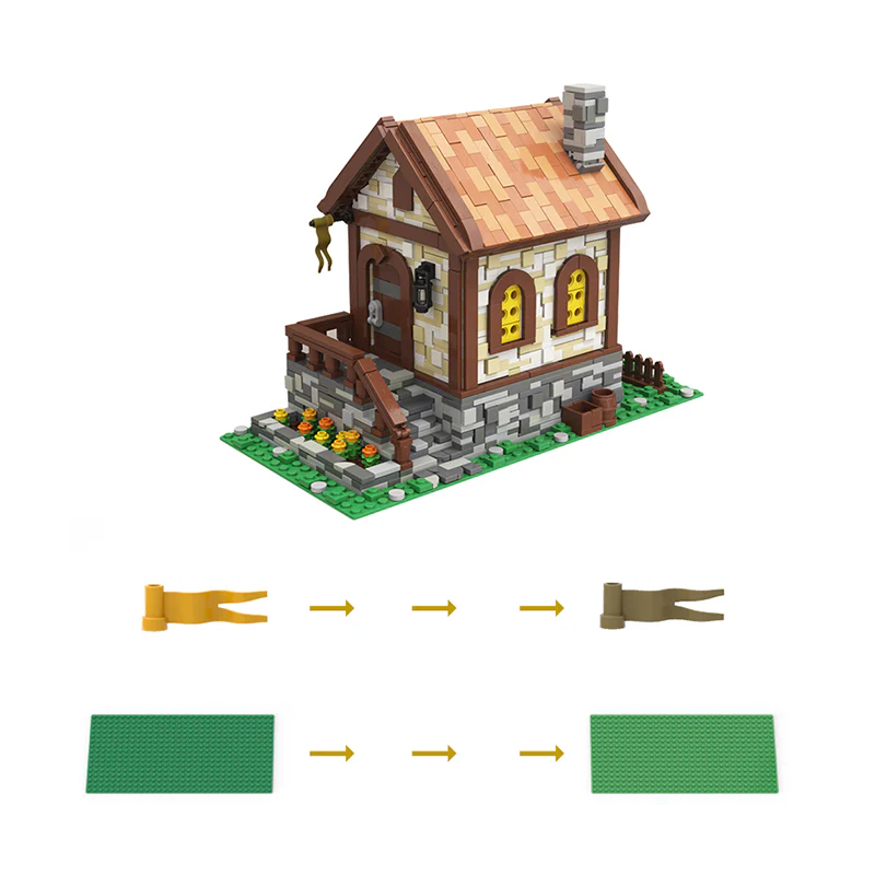 GOBRICKS MOC 113221 Medieval Hut - YWOBB