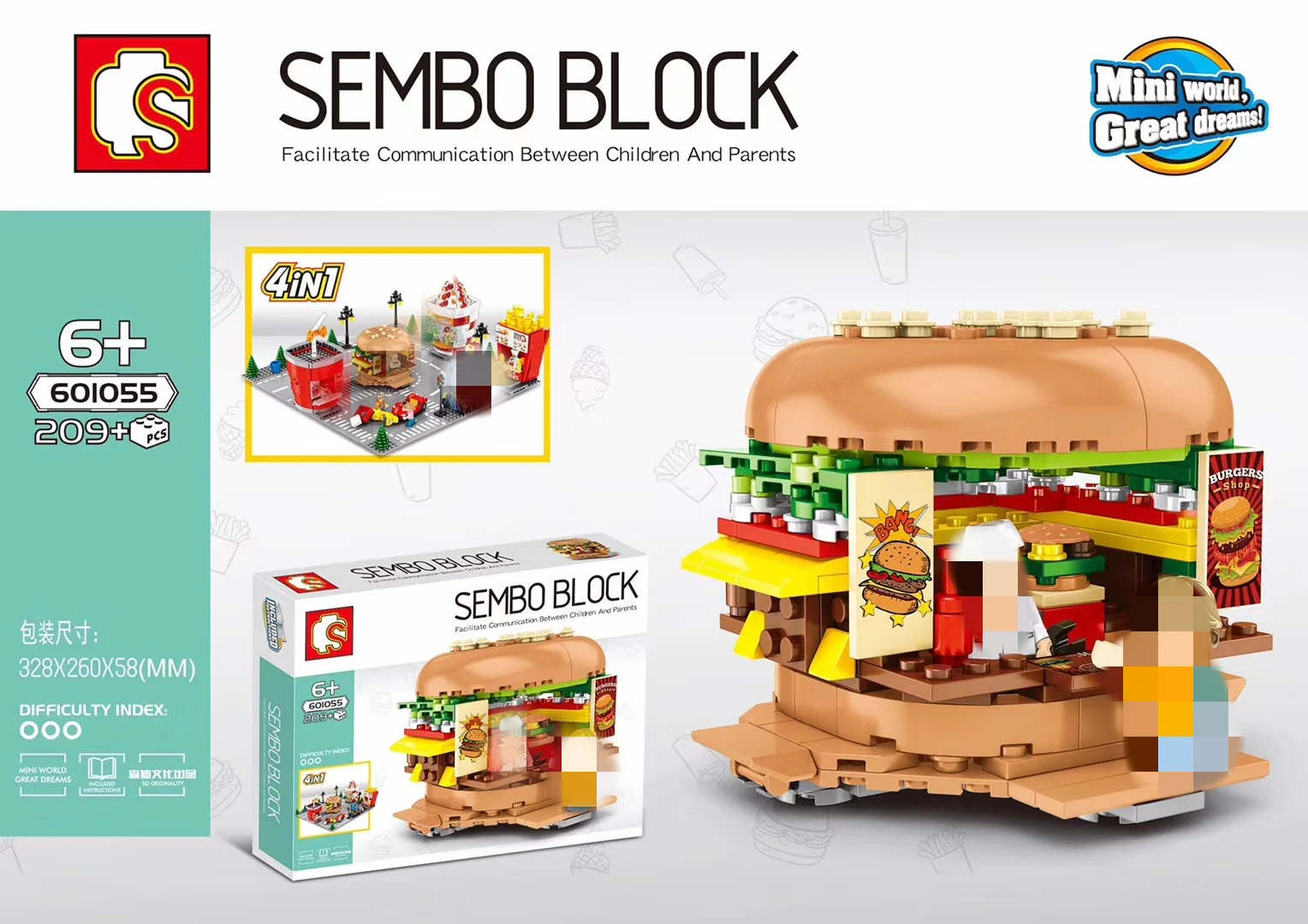 SEMBO 601055-601058 Mini Street Shop - YWOBB