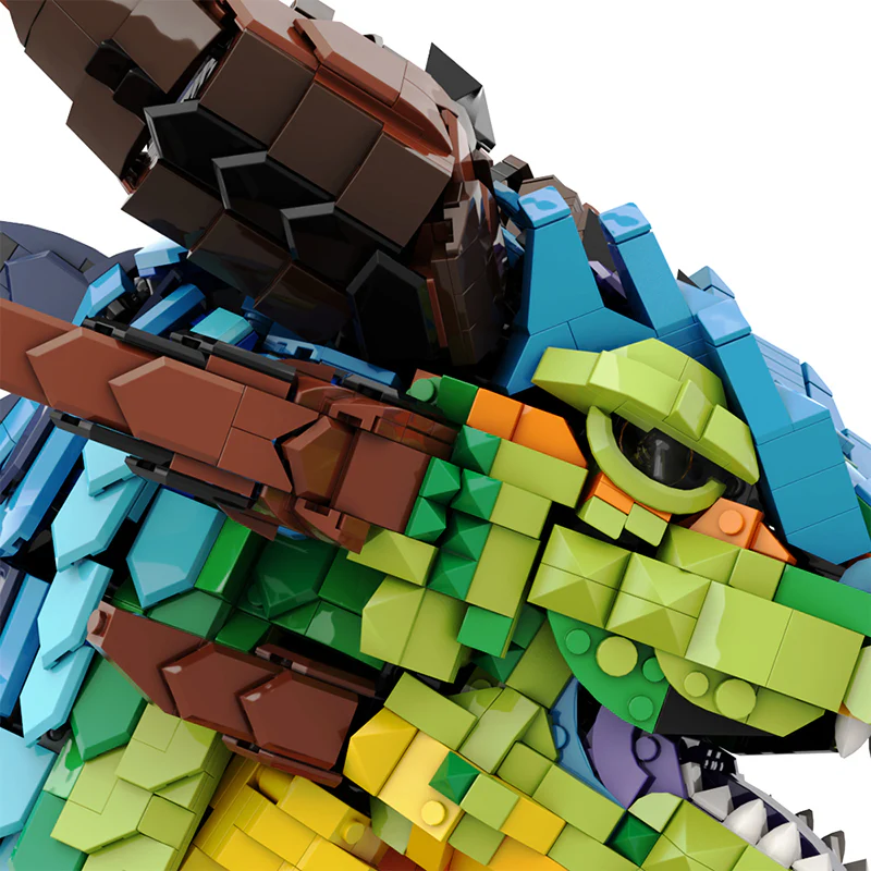 GOBRICKS MOC A1101Y01 Colorful dragon head (optimized version) - YWOBB