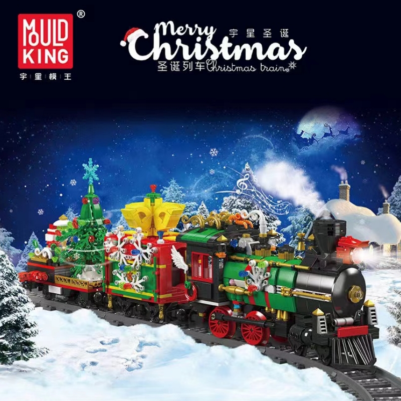 Mould King 12012S The Motorized Christmas Train with sound, lights and steam - YWOBB
