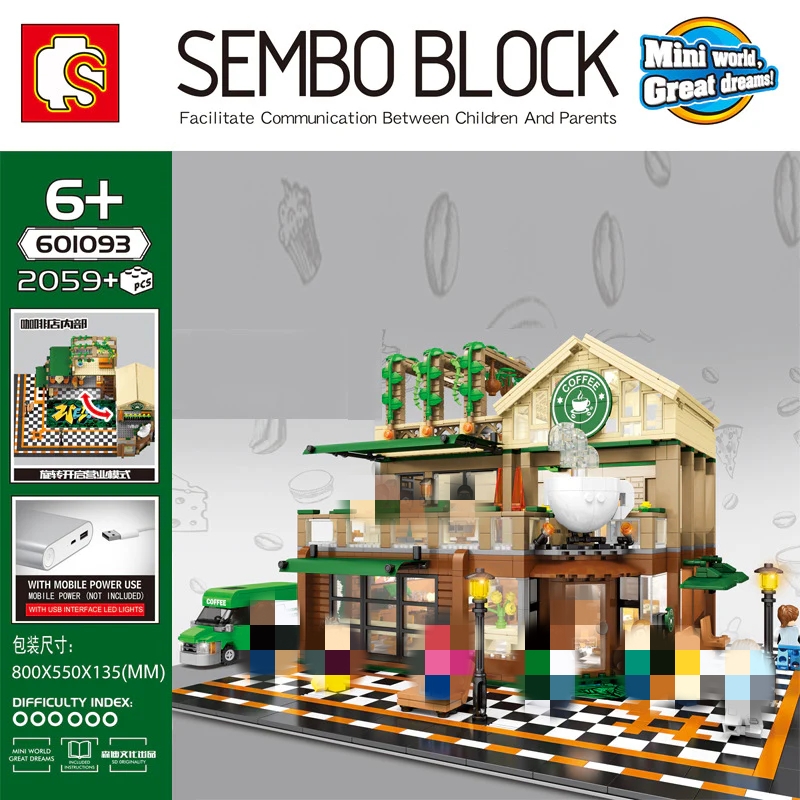 SEMBO 601093 Coffee Shop with LED lights - YWOBB